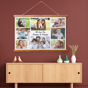 Großeltern 8 FotoCollage Wandteppich Mit Holzrahmen