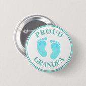 Großeltern Abzeichen - Proud Opa Blue Feet Boy Button (Vorne & Hinten)