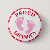 Großeltern Abzeichen - Proud Opa Pink Feet Girl Button (Vorderseite)