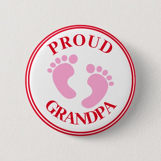 Großeltern Abzeichen - Proud Opa Pink Feet Girl Button (Vorderseite)