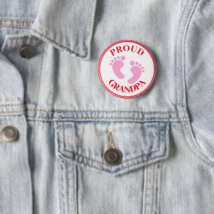 Großeltern-Abzeichen - Stolz Großvater Rosa Füße M Button
