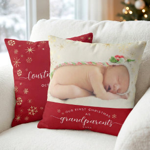 Großeltern Baby First Christmas Snowflakes Foto Kissen