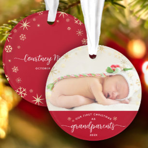 Großeltern Baby First Christmas Snowflakes Foto Ornament