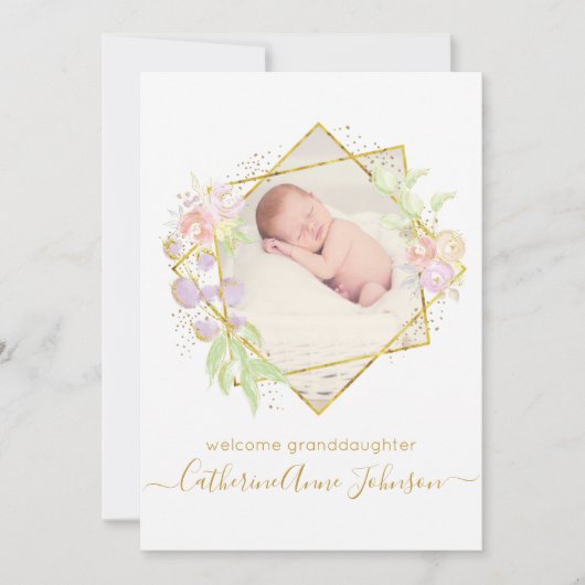 Großeltern-Baby-Girl-Ankündigung Einladung (Vorderseite)