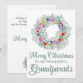 Großeltern bunter Weihnachtskranz Feiertagskarte (Vorne/Hinten)