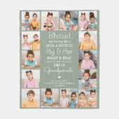 Großeltern Custom Sage Green Foto Collage Fleecedecke (Vorderseite)