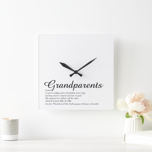 Großeltern Definition Elegantes Skript Quadratische Wanduhr (Zuhause)