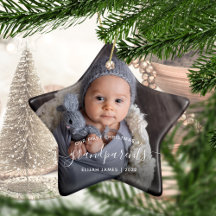 Großeltern Erste Weihnachtsfeier Foto Weiße Schrif