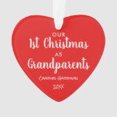 Großeltern Erste Weihnachtsfeier Rotes Foto Ornament (Rückseite)