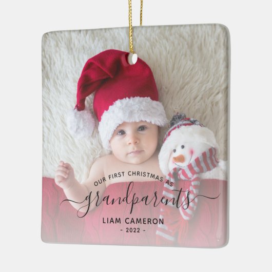 Großeltern Erste Weihnachtszeit Foto Schwarzes Dre Keramikornament (Links)