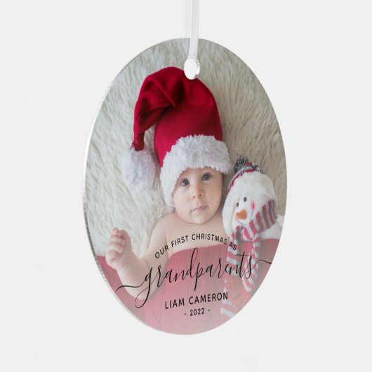 Großeltern Erste Weihnachtszeit Foto Schwarzes Dre Ornament Aus Metall (Vorderseite Rechts)