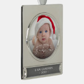 Großeltern Erste Weihnachtszeit Foto Weiße Schrift Banner-Ornament Silber (Rechts)