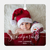 Großeltern Erste Weihnachtszeit Foto Weiße Schrift Ornament Aus Metall (Vorderseite)
