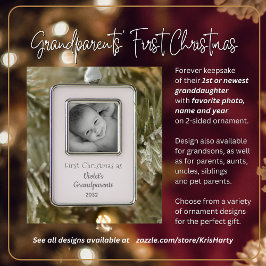 Großeltern Erstes Jahr Personalisierter Weihnachts Rahmen-Ornament Silber