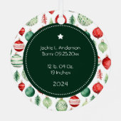 Großeltern Erstes Weihnachts-Foto Urlaubsmuster Ornament Aus Metall (Rückseite)