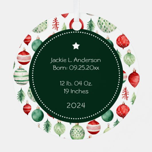 Großeltern Erstes Weihnachts-Foto Urlaubsmuster Ornament Aus Metall (Rückseite)