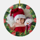 Großeltern First Christmas Baby Foto Wreath Keramik Ornament (Hinten)