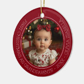 Großeltern First Christmas Grandchild Baby Foto Keramik Ornament (Links)