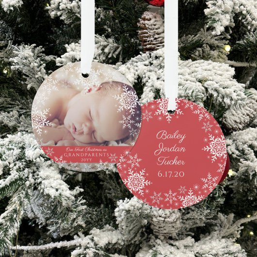Großeltern First Christmas Snowflakes Baby Foto Ornament