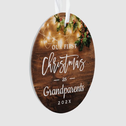 Großeltern First Christmas String Lights Foto Ornament (Vorderseite)