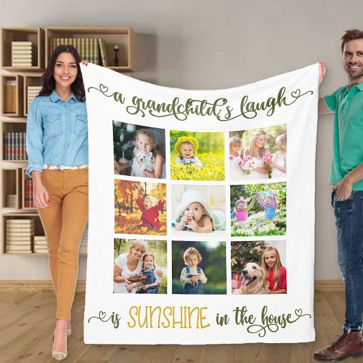 Großeltern-Foto Collage Grandchilds lachen Zitat Fleecedecke