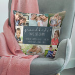 Großeltern Foto Collage Grandkids Names Blue Kissen<br><div class="desc">Fügen Sie alle Enkel Namen zu diesem individuellen Foto Kissen. "Enkelkinder machen das Leben groß" wird in lässiger handgeschriebener und dünner Schriftart-Typografie geschrieben. Die Fotovorlage ist für Sie bereit, die Namen der Enkel und 8 Ihrer Lieblings-Fotos, die in quadratisch / instagram und portrait-Formate angezeigt werden hinzufügen. Dieses Design hat eine...</div>
