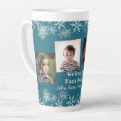 Großeltern Foto Collage Schneeflocken auf Blau Milchtasse (Linke Ecke)