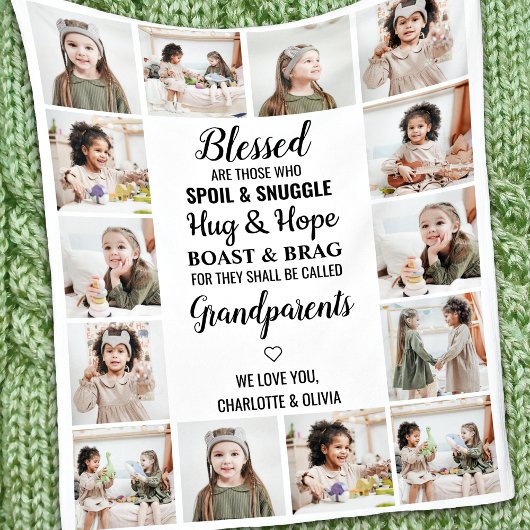 Großeltern FotoCollage Fleecedecke