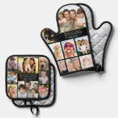 Großeltern FotoCollage Ofenhandschuh & Topflappen-Set (Vorderseite/Rückseite)