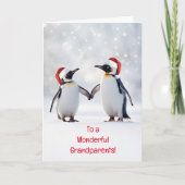 Großeltern Frohe Weihnachten mit Pinguin Karte (Vorderseite)