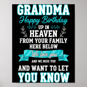 Großeltern-Gedenkstätte Oma Happy Birthday inGran Poster