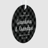 Großeltern Grau Kariert Holiday Foto Doppelseitig Ornament (Vorderseite)