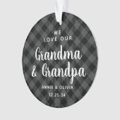 Großeltern Grau Kariert Holiday Foto Doppelseitig Ornament (Vorderseite)