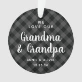 Großeltern Grau Kariert Holiday Foto Doppelseitig Ornament (Vorderseite)