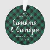 Großeltern Green Kariert Holiday Foto auf zwei Sei Ornament (Vorderseite)