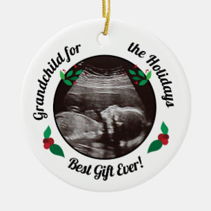 Großeltern Großkind zu Weihnachten Keramik Ornament