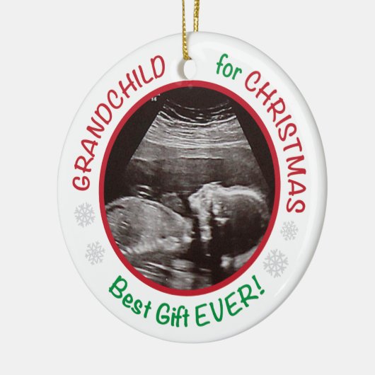 Großeltern Großkind zu Weihnachten Keramik Ornament (Links)