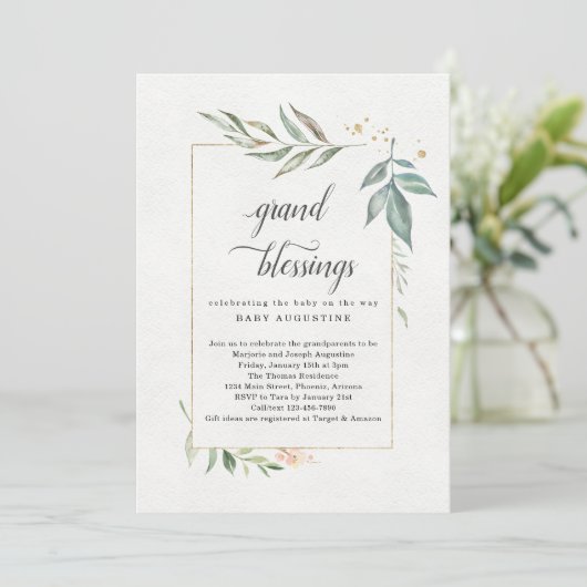 Großeltern, Großmutter, Großbaby-Dusche Einladung (Stehend Vorderseite)