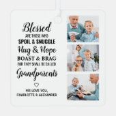 Großeltern Großmutter Opa Gedicht Custom 3 Foto Ornament Aus Metall (Rückseite)