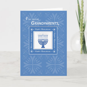Großeltern Hanukkah-Wünsche Blaue Menora Feiertagskarte