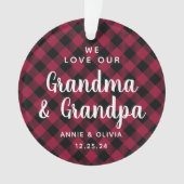 Großeltern Kariert Holiday Foto Zwei-Seiten Ornament (Vorderseite)