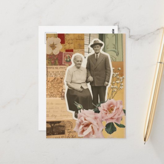 Großeltern Mixed Media Collage Postkarte (Vorderseite/Rückseite Beispiel)