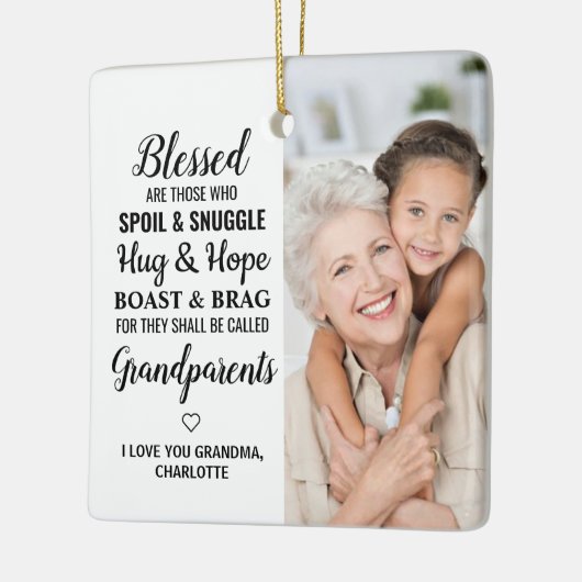 Großeltern Moderne Personalisierte 2 Foto C Keramikornament (Links)