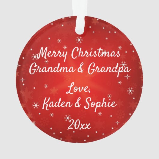 Großeltern Modernes Rotes Schneeflocken Weihnachte Ornament (Rückseite)