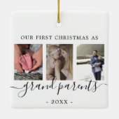Großeltern Multi-Fotos zum ersten Mal Weihnachten Keramikornament (Rückseite)