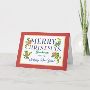 Großeltern Poinsettias, Holly, Ivy Christmas Car Karte