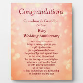 Großeltern Ruby Wedding Jubiläum Fotoplatte (Vorderseite)