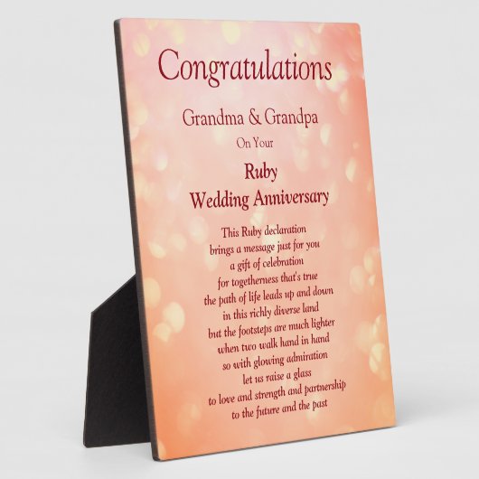 Großeltern Ruby Wedding Jubiläum Fotoplatte (Seite)