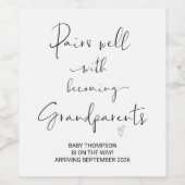 Großeltern-Schwangerschaft Ankündigung für Eltern  Weinetikett (Einzelnes Label)