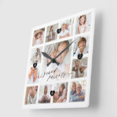 Großeltern Script-Familiengedächtnis FotoCollage Quadratische Wanduhr (Winkel)